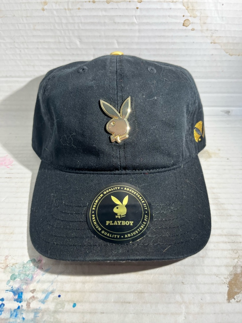 PLAYBOY Black Cap with Gold Embroidery